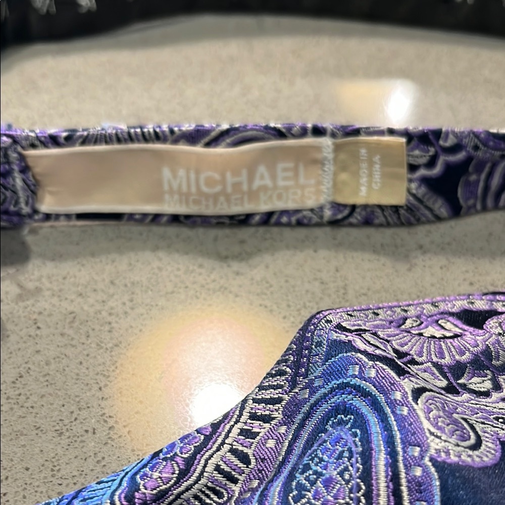 Michael Kors Purple & Silver Paisley Bow Tie - Picture 4 of 6